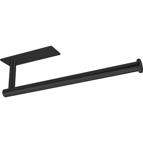 1 Porte-Rouleau Essuie-Tout, Acier Inoxydable Noir, Fixation Adhésive ou à Visser, Pour Cuisine et Salle de Bain