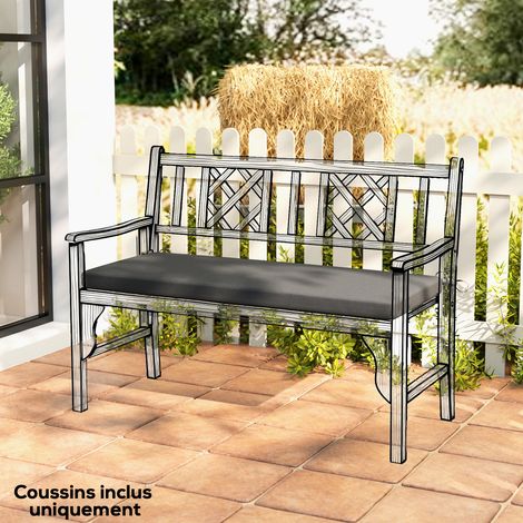Cuscino per panchina, cuscino per panchina da giardino interna/esterna con fodera sfoderabile, 110 x 46 x 6,5 cm, grigio scuro