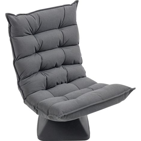 HOMCOM Poltrona Imbottita e Girevole con Schienale Regolabile 62x70x95 cm Grigio