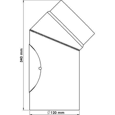 Rauchrohr 120 mm ø, Bogen 45 Grad, mit Tür