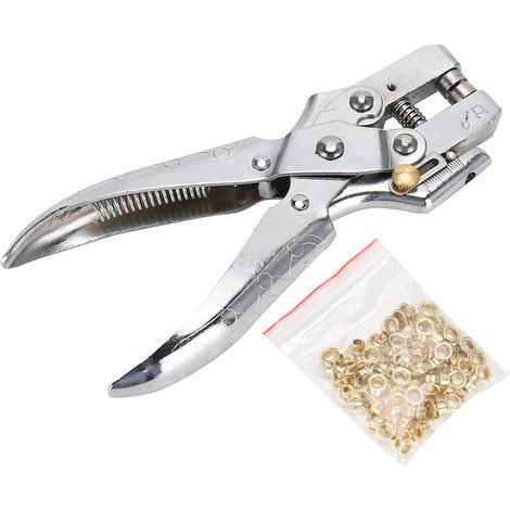 Pince à œillets multifonction en acier 60 argentée, outil de perforation professionnel (1/5)