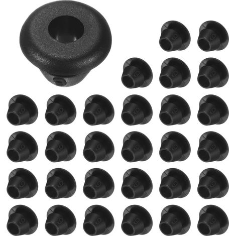 30-Pack Passe-câbles En Caoutchouc Pour Balustrades, Trou De Perçage 6mm Anneau Œillet 4mm ID Joint Pour Câblage, Câble, Passe-câble Pour Voiture [Noir] (1/5)