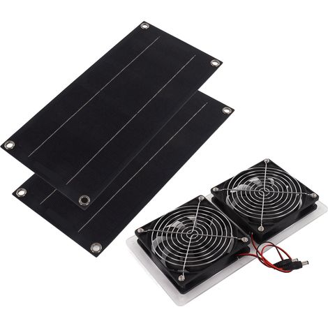 Kit de ventilateur solaire étanche et portable, écologique, pour extérieur, 100 W, 12 V, double panneau (1/5)