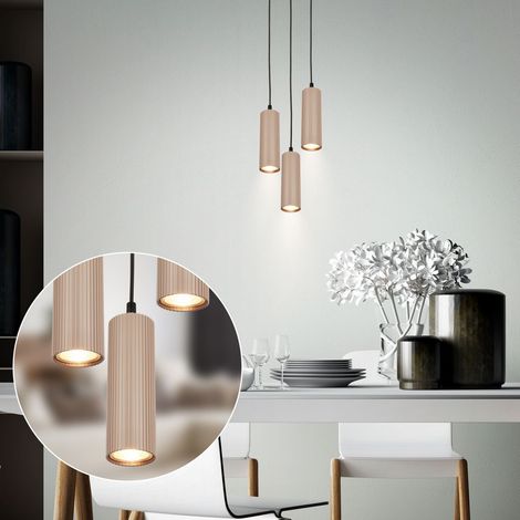 Briloner LED Pendelleuchte Höhenverstellbar Ø20x120 cm GU10 Fassung max. 9W 3-flammig Beige - Hängelampe Esszimmer Esstisch Wohnzimmer (1/5)
