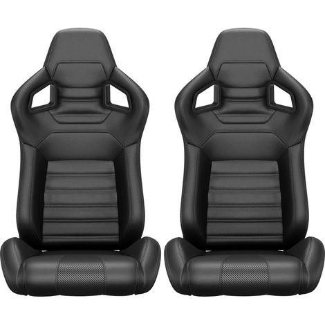 Sièges baquets universels en cuir PVC avec dossier effet carbone et réglage inclinable, lot de 2