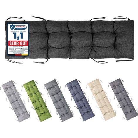 Garronda Coussin Exterieur Impermeable 180x50 cm pour Banc de Jardin Canapé Extérieur et Balancelle Coussins d'Assise Résistant UV pour Terrasse Balcon et Intérieur avec Cordons GD-0219 Noir