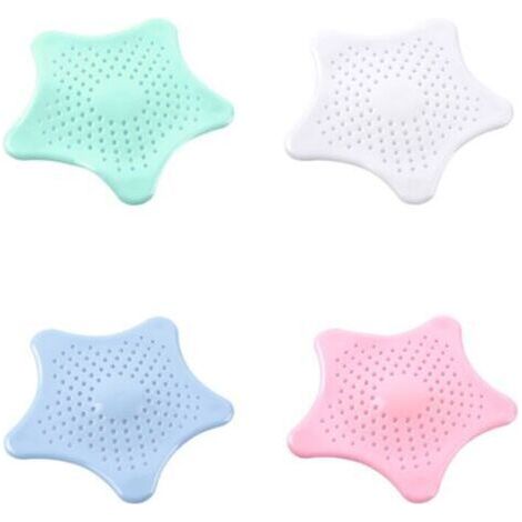 4PCS douche et baignoire drain filtre attrape-cheveux tes sous bouchon d'évier bouchon de receveur, drain de sol en silicone étoile de mer 4 (couleur aléatoire) (1/5)