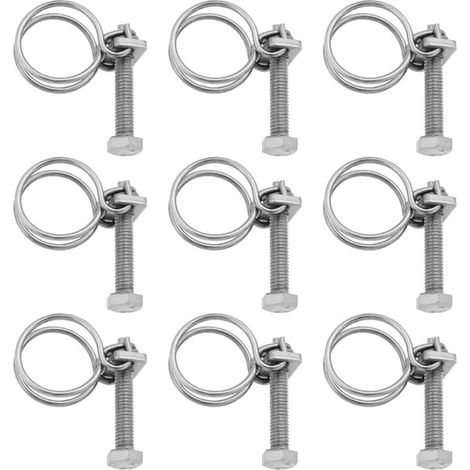 Dailygoods, Abrazaderas para mangueras, 20 unidades, Ajustables de 18 a 22 mm, Doble rosca, Acero inoxidable, Higiénicas, Material duradero (1/5)