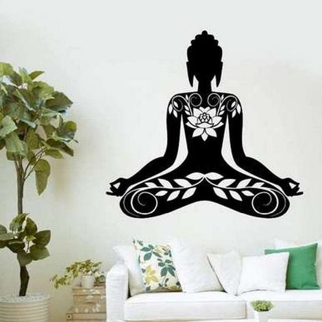 Autocollants Bouddha, motif de méditation lotus 56 x 56 cm sur la poitrine, crème (1/3)