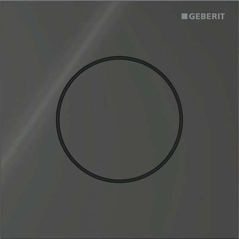 Geberit Typ 40 Urinalsteuerung mit pneum. Spülauslösung, Betätigungsplatte rund, Taste Schwarz, Glas glänzend (1/4)