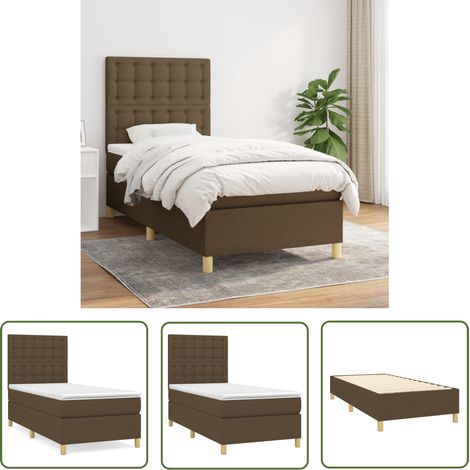 The Living Store Boxspringbett mit Matratze Dunkelbraun 100x200 cm Stoff - Boxspringbett - Doppelbett - Bettenrahmen - Matratze - Nachttisch (1/5)