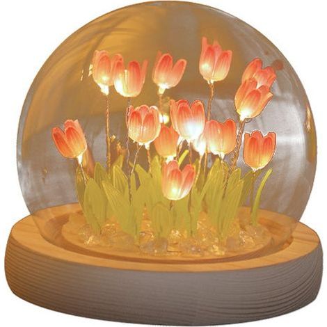 Veilleuse - Veilleuse Adultes - Lampe de Table LED avec Couvercle en Verre - 1 Pièce - Chambre Rose (1/5)