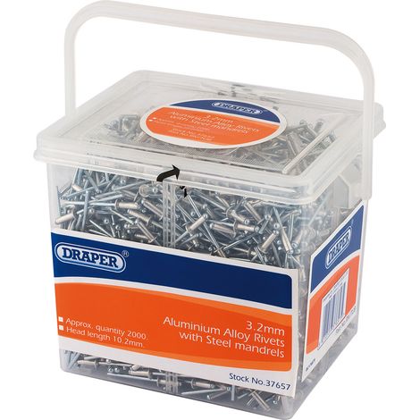 Draper Tub of Approximately 2000 Blind Rivets with 3.2mm Diameter (Model 37657) (1/5)
