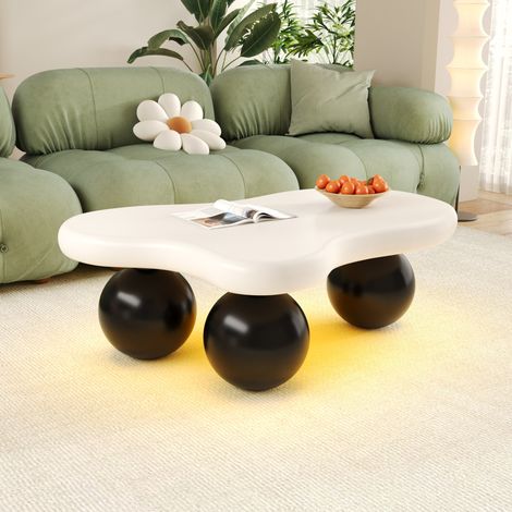 Table salon cloud LED 95 cm MDF noir blanc design doux OKMYHOME (1/5)
