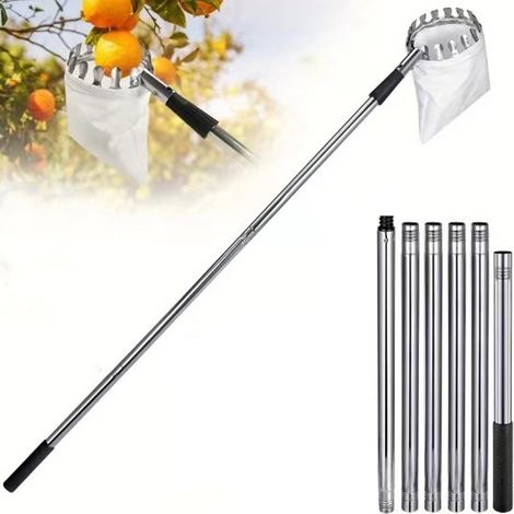 Cueille-Fruits mit Corbeille, Cueille Pomme, Ramasse Fruit, Cueille Fruit Telescopique, Cueilleur de Fruits Amovible (2.4M) (1/5)