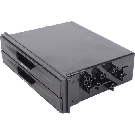 Caja de almacenamiento para coche de doble capa 1DIN con portavasos y organizador multifuncional, ABS negro, universal, 173x48 mm (1/5)