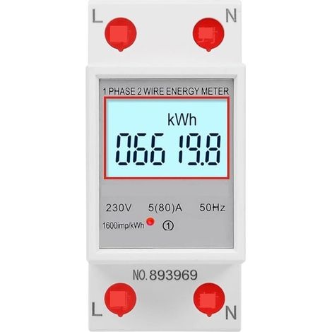 Wattmètre à affichage numérique LCD monophasé deux fils, consommation d'énergie, compteur électrique AC 230V 50Hz Rail Din