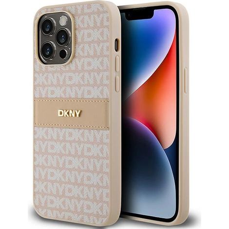 Dkny DKHCP14LPRTHSLP iPhone 14 Pro6.1 rosa Hardcase Leder Mono Stripe & Metal Logo (1/5)