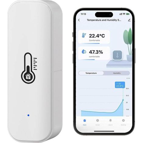 Thermomètre-hygromètre intelligent, capteur température/humidité intérieure Wi-Fi/Bluetooth, stockage données domestique. (1/5)