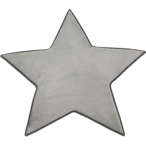 FLANELLE - Tapis forme étoile extra-doux gris 90x90 (1/4)