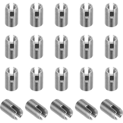 Insert Fileté Auto-Taraudeurs, 20 Pcs M3 x M5 x 8mm Acier Inoxydable 303 Filetage Adaptateur Réducteur Vis à Fente Inserts de Réparation Écrous Manchon (1/5)