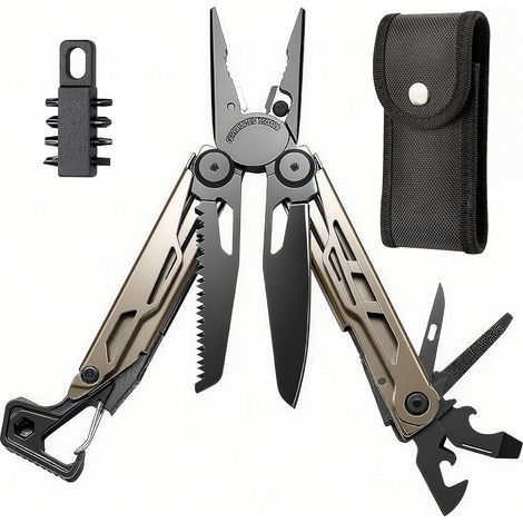 25-in-1-Multifunktionswerkzeug aus Edelstahl mit Selbstverriegelung, ideal für Outdoor-Aktivitäten wie Camping, Survival und Wandern