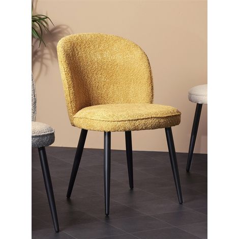 Chaise Isuan en alpaga moutarde avec pieds noirs 52 x 61 x 80 cm (1/5)