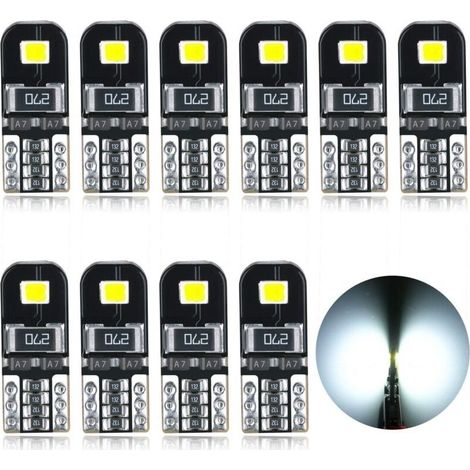 Ampoules LED T10 12 V W5W pour voiture – Blanc froid, non polarisées, compatibles CANBUS, pour lumière intérieure et plaque d’immatriculation (1/5)
