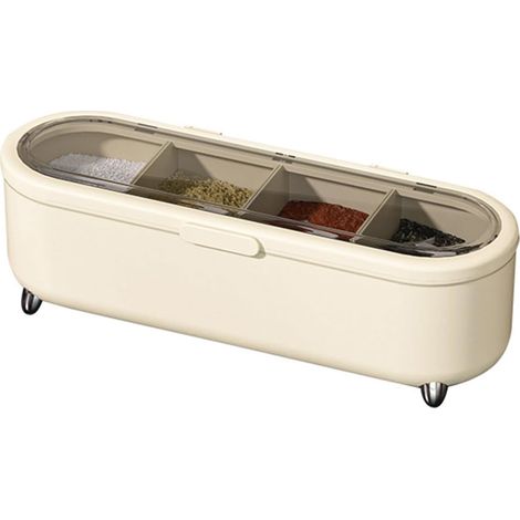 Gewürzbox, Gewürzbox-Set, 4-teiliges Gewürzdosen-Set, Gewürzbox aus Kunststoff mit Deckel und Löffel, herausnehmbare Gewürzdosen für Zucker, Salz, Pfeffer und andere Gewürze