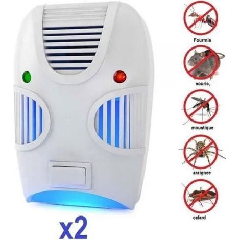 Repulsif Électromagnétique Et Ultrasons - Pour Insectes Et Rongeurs - Non Toxique - Fonctionne Sur Prise Électrique - Lot De 2