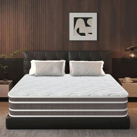 Matelas 140x190 cm Memoire de Forme - Épaisseur 27 cm, Matelas 2 Place, H3 Moyenne Ferme, Hybride Mousse & Ressorts Ensachés (1/5)