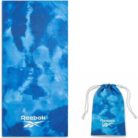 Reebok Telo Mare Microfibra Antisabbia  Asciugamano Microfibra Leggero Compatto  Telo Mare Grande 90x180 Con Sacca  Asciugamano Palestra Viaggio Piscina Gym Towel Blu Navy Fantasia Nuvola (1/5)