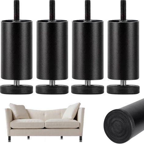 Patas de aluminio ajustables de 4 pulgadas para muebles, rosca M8, patas de repuesto para sofá/mesa (paquete de 4)