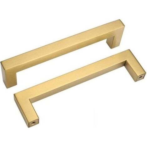 Lot de 5 Poignee Meuble Dorée Poignée Dorée Poignée de Meuble Cuisine Dorée - Poignee Doree Meuble Poignée Or Poignée Laiton Brossé Entraxe 128mm (1/5)