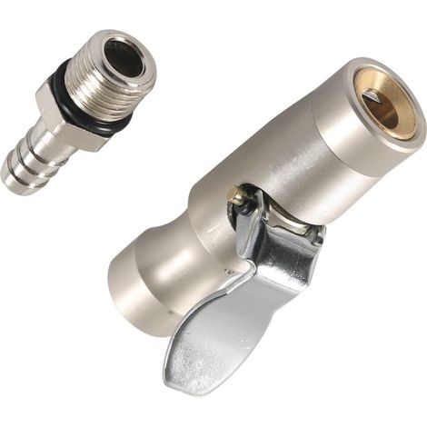 Mandrin pneumatique à deux mâchoires de verrouillage 6,35 mm FNPT Mandrin de pneu à flux fermé pour compresseur de jauge de gonflage Aucune fuite (1/5)