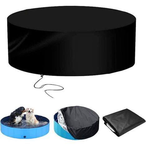 Couverture de Piscine pour Chien,Housse de Piscine Noire pour Enfants, Bâche Protection pour Piscine Ronde (1/5)