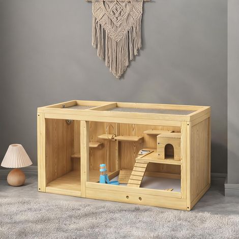 Cage pour hamster et gerbille en bois avec toit ouvrant (1/5)