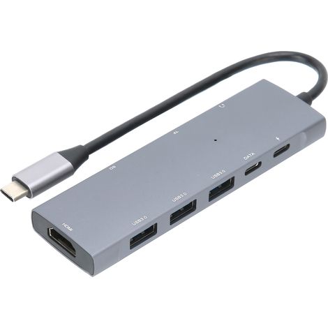 Adaptateur USB-C 9 en 1 avec Port HDMI, Audio 3.5mm et Lecteur de Cartes Mémoire (1/5)