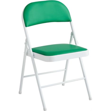 ORION91 ELARA Folding Chair with White Metal Frame and Grey Padded Seat for Kitchen, Dining, Garden, or Camping, lightweight and portable, ideal for outdoor use. (1/5)