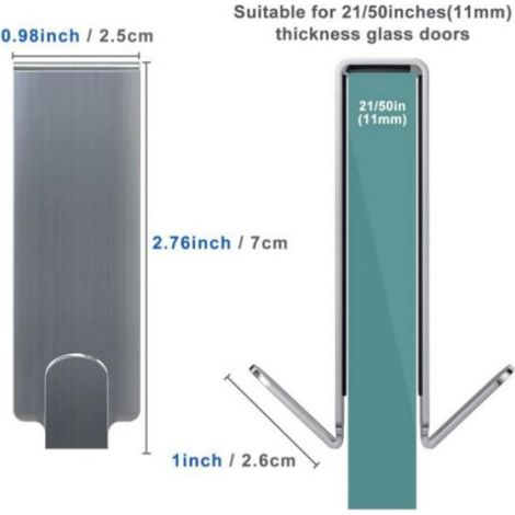 Crochets Serviettes - Acier Inoxydable - Pour Porte Douche Verre 0,6 À 1,1 Cm - Double Face - 2 Pièces (1/5)