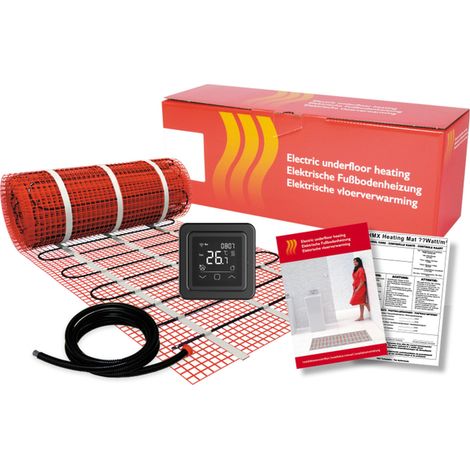 Rosani by Magnum Tapis Kit de chauffage au sol électrique - 600 Watts - 4 m² - avec thermostat Wifi noir (1/5)