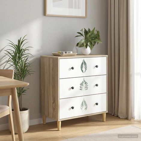 vidaXL Cajonera HANAU Estampado de hojas verdes 66 x 36,5 x 75 cm (1/5)