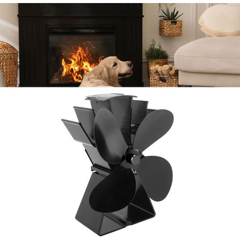 Ventilateur de cheminée, ventilateur thermique, chauffage au poêle à pétrole, poêle à bois, ventilateur thermique auto-générateur, noir (1/5)