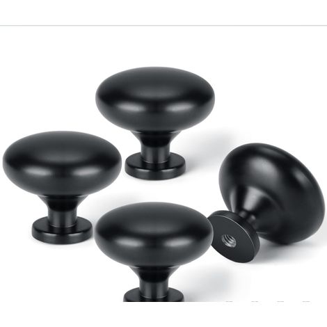 28 mm Schubladengriff mit 4 runden Knöpfen für Möbel - Mattschwarzer Küchenschrankgriff mit Schrauben für Schränke, Möbel und Schubladen, Schwarz. (1/5)