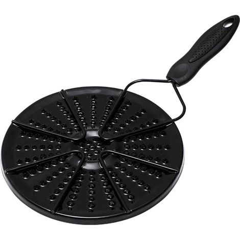 CCYKXA  Black Enamel Gas Hot Plate with Loop Handle, Round Grooved Heat Diffuser, Cast Iron Trivet for Moka Pots and Small Saucepans