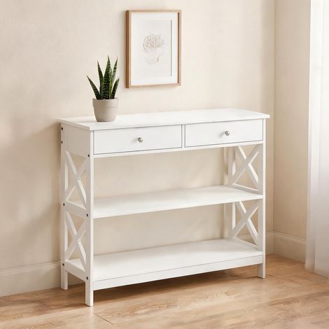 Console blanco en mDF métal 100 x 30,5 x 80 cm (1/5)