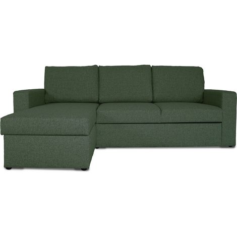 Odin Schlafsofa, Ecksofa mit Aufbewahrung rechts oder links gewendet grün.