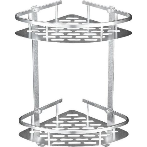 royaluxe- Étagère triangulaire en aluminium pour salle de bain 36 x 22 x30CM Argent Porte-serviette (1/4)