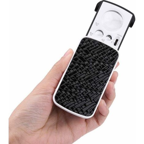 [JAMAIS UTILISÉ]Loupe de Lecture Loupe Loupe avec Oeil Loupe avec Bijouterie Slide Out Pocket Magnifier Loupe avec LED Petit Portable Loupe Loupe Bijoux 30X 60X 90X Grossissement avec LED et UV (Color (1/5)