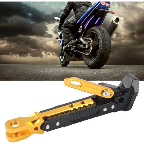 Support de béquille latérale moto réglable antidérapant, pied de stationnement pour scooter vélo électrique, couleur or, robuste et stable. (1/5)